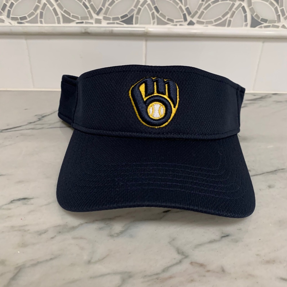 Milwaukee Brewers MLB Adjustable Visor Hat Navy‎ Blue OC Sports OSFM New